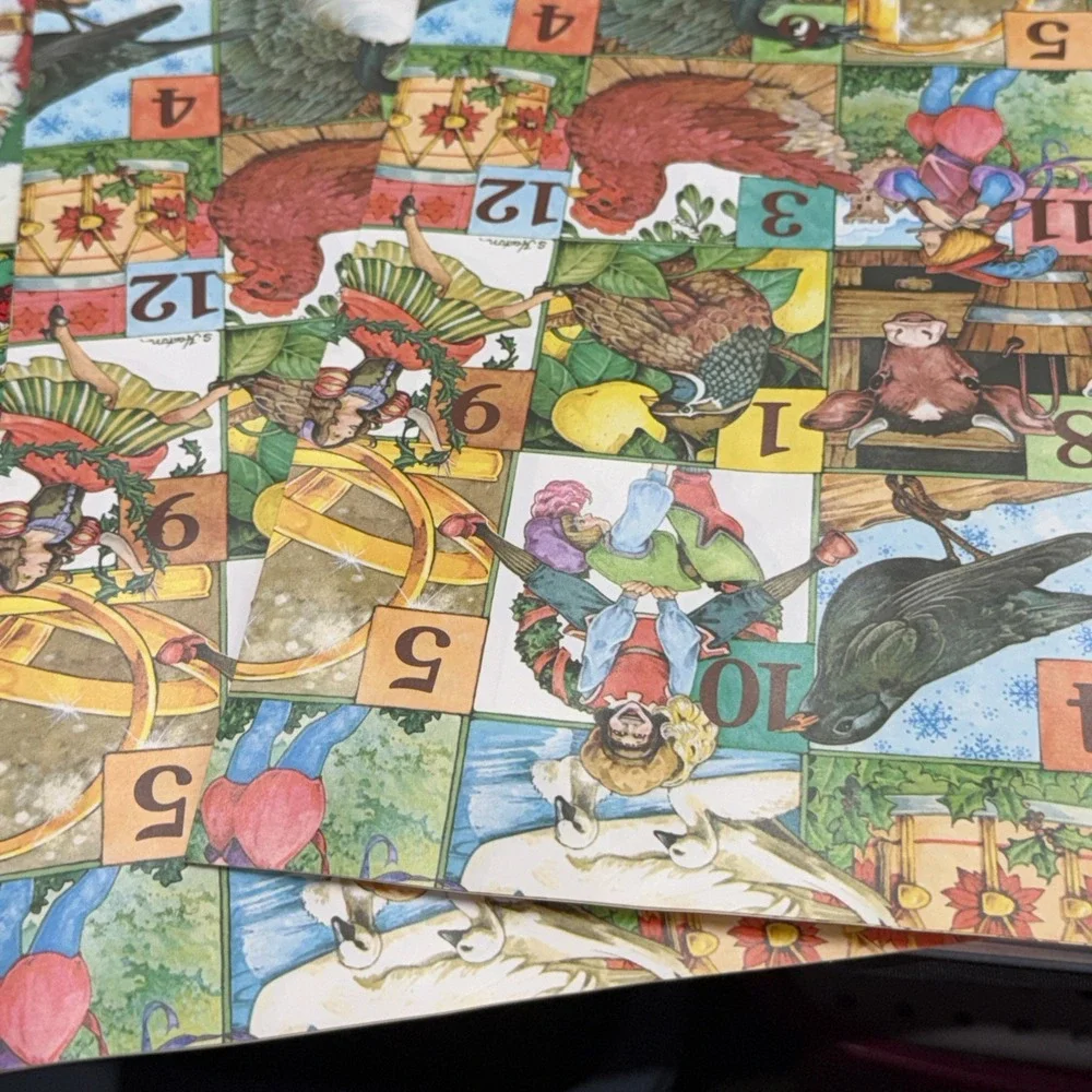 NOS Sheets Vintage Flat Vintage Christmas Gift Wrap + Cards Current Co. 1982